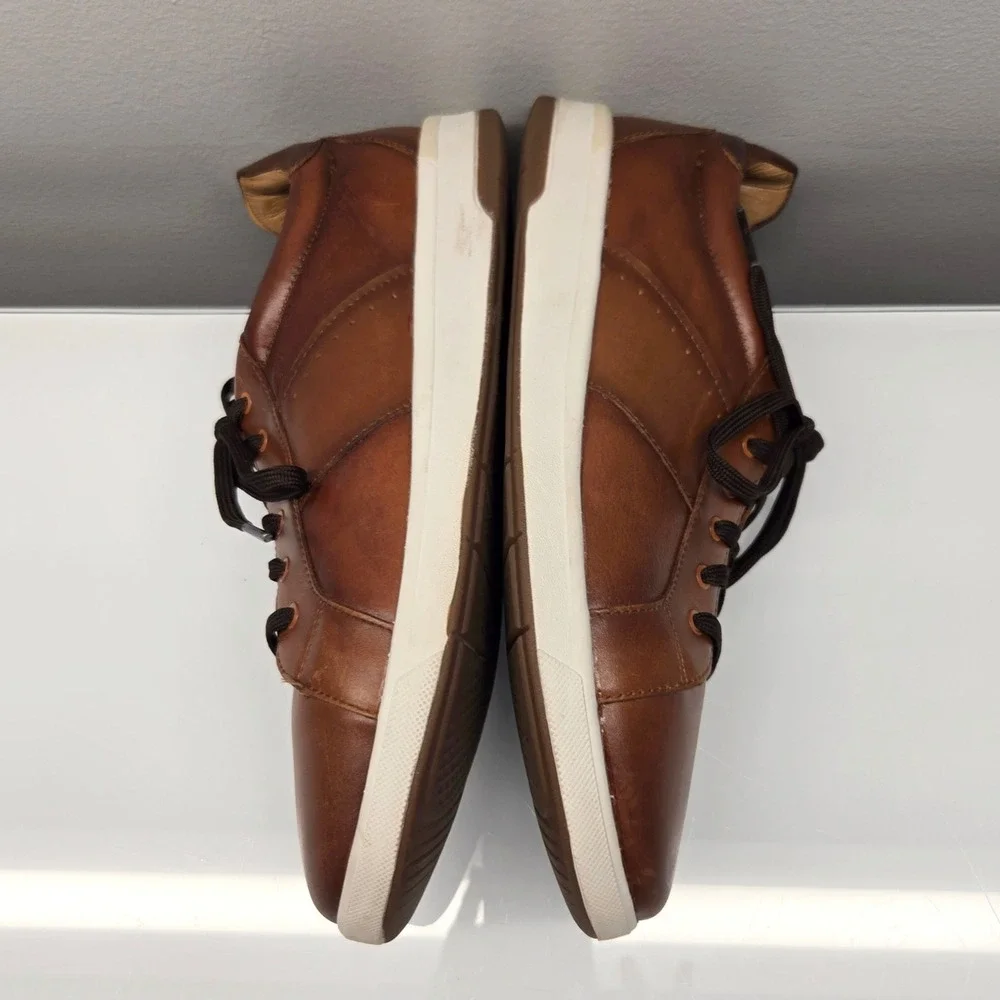 Florsheim Comfortech Leather Sneakers Men 10M Cognac Brown Casual Dress Shoes